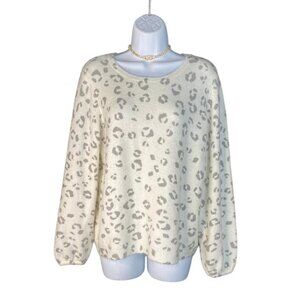 Elle Cream & Gray Leopard Print Sweater